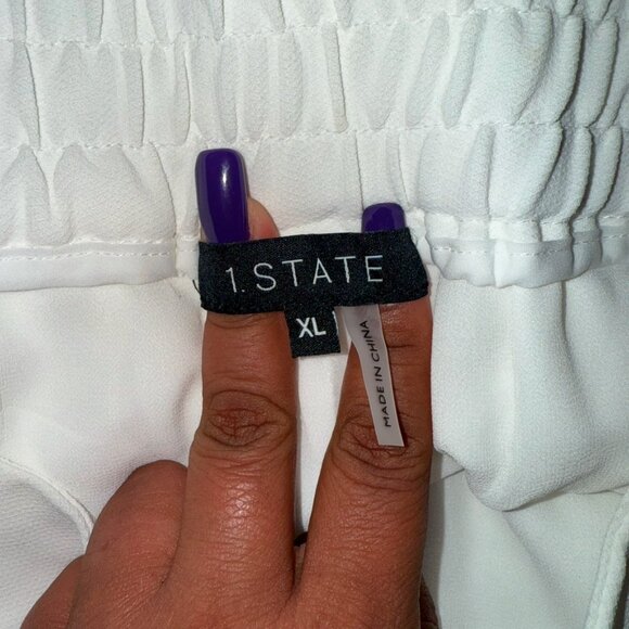 1. State Women's Wide Leg Elastic back Waist Soft Ecru Trousers Sz XL NWT - Picture 13 of 14